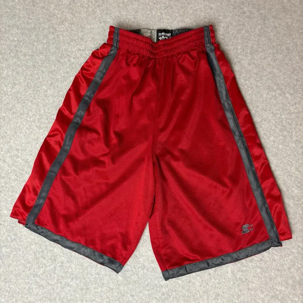 Vintage 90s Y2K Starter Men's Red/Gray Basketball Athletic Shorts - Size S